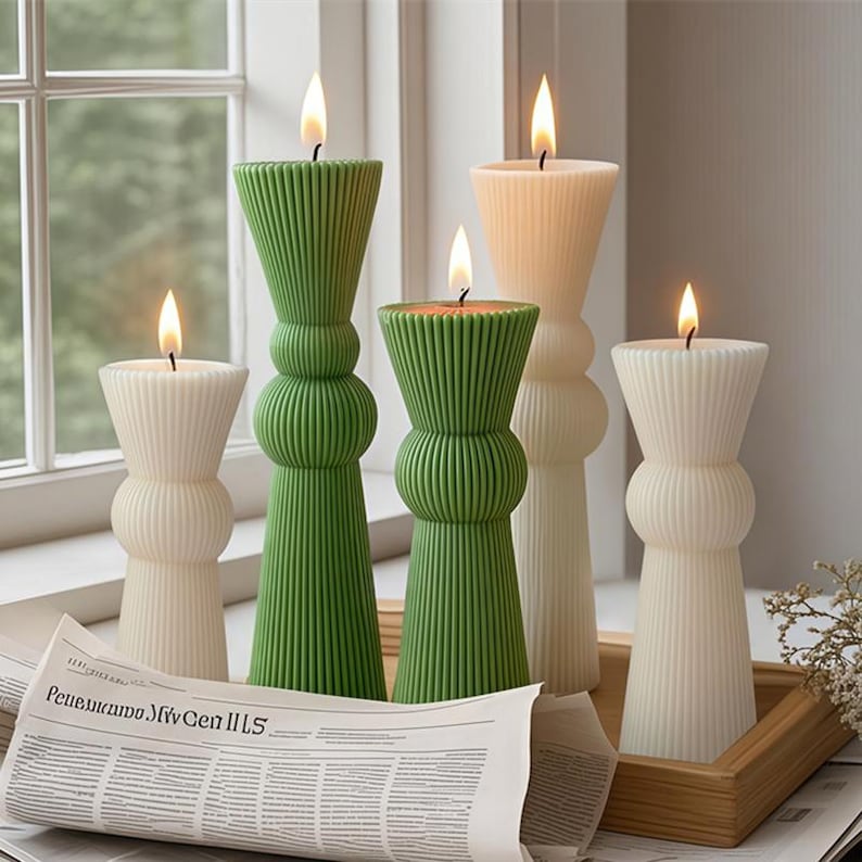 Ribbed Pillar Candle Silicone Mold | WCM875