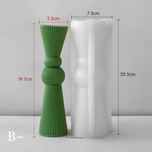 Tall Ribbed Pillar Silicone Mold for Candle, Soap, Resin & Concrete Art | WCM888