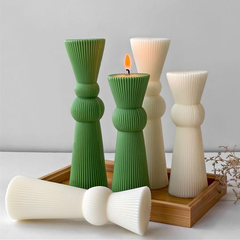 Ribbed Pillar Candle Silicone Mold | WCM875