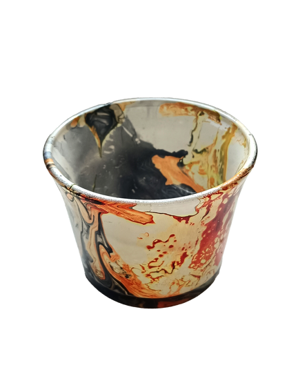 Marble Short Glass Small , Glass Candle Jars 6 pcs PM412