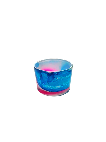 Marble Short Glass Large , multicolor Glass Candle Jars 6 pcs PM311