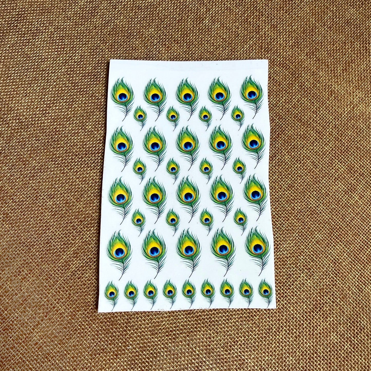 Premium Peacock Feather UV Transfer Stickers | UV001