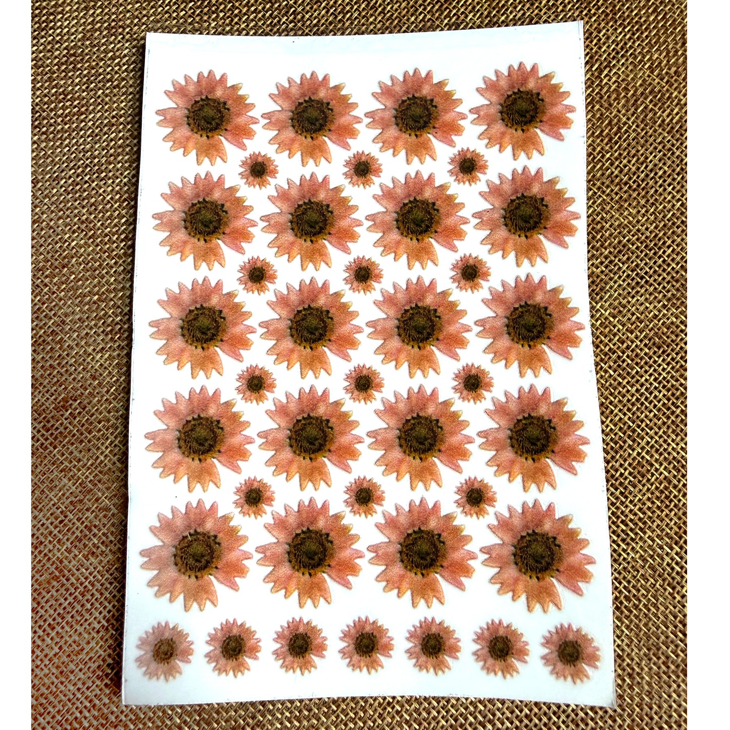 Premium Peach Sunflower UV Transfer Stickers | UV007
