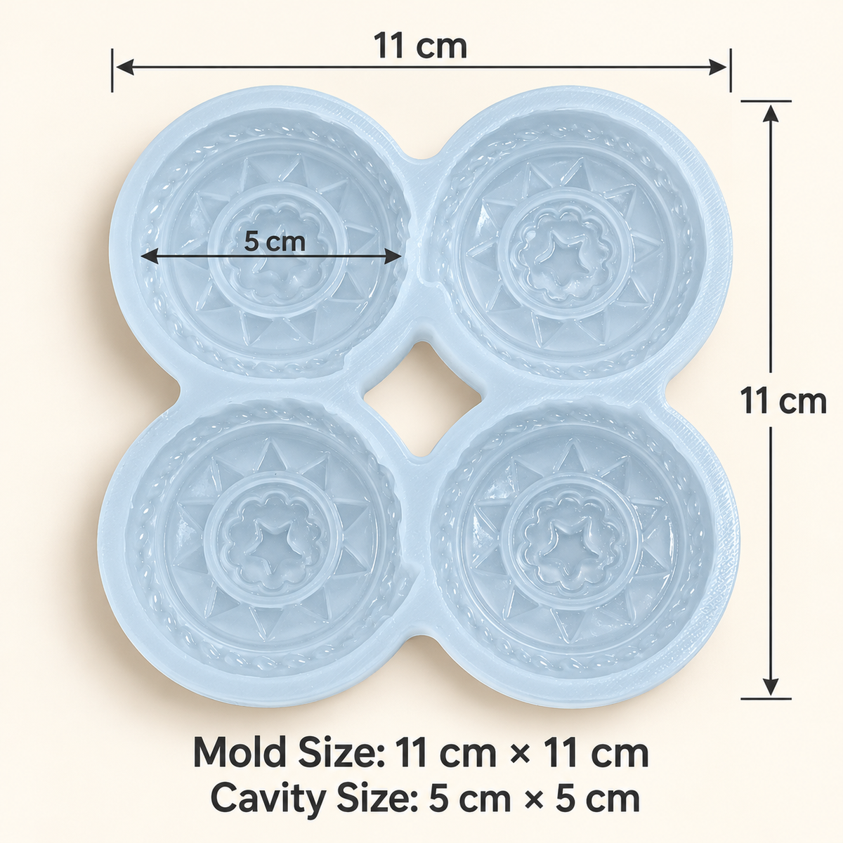 4 Cavity Diwali Chakri Firecracker Shape Silicone Mold | MLD-CFM511