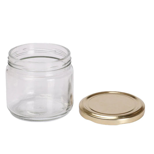 Glass Candle Jars 225 ML Crame Glass Jar ( G. cap) 6pcs PM090