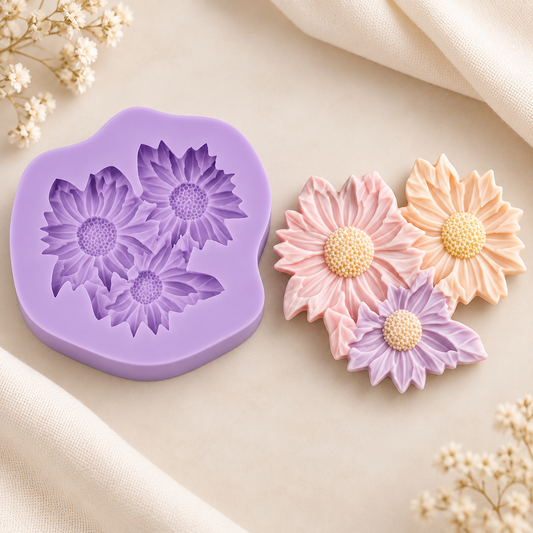 Triple Daisy Flower Silicone Mold