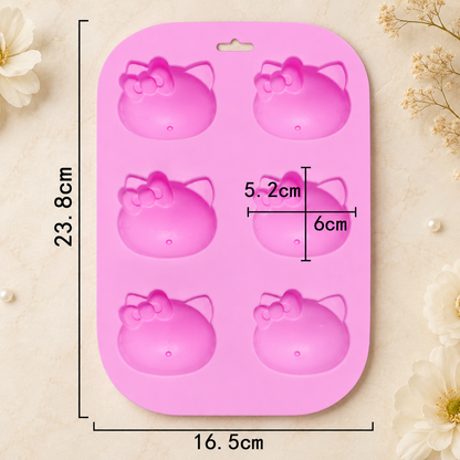 6 Cavity Bow Kitty Mold