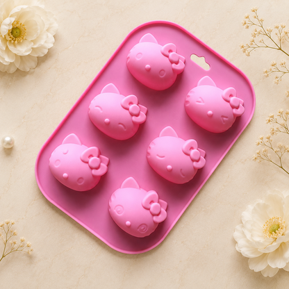 6 Cavity Bow Kitty Mold