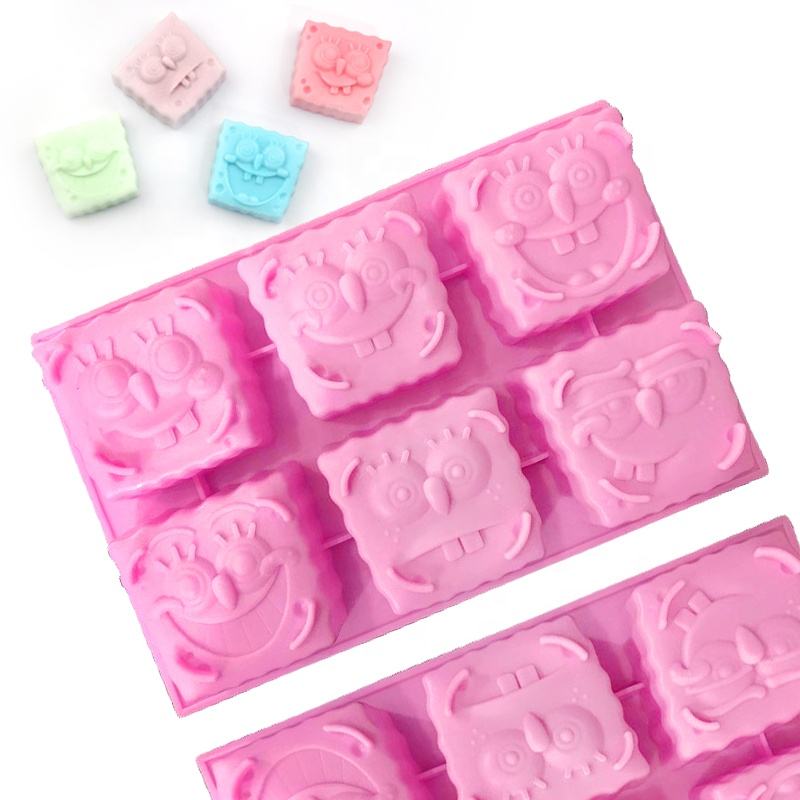 6 Cavity Funny Sponge Character Mold