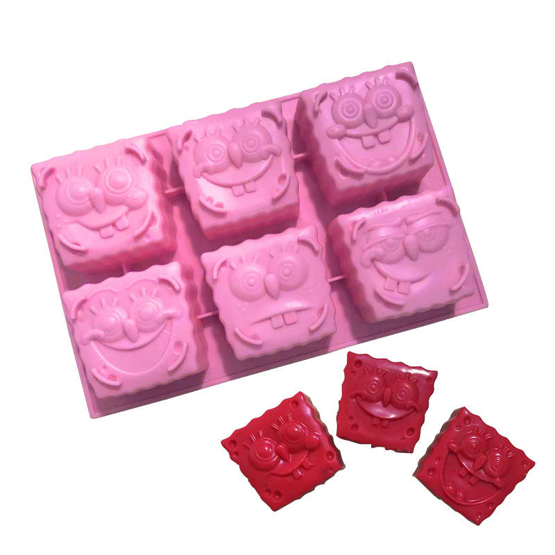 6 Cavity Funny Sponge Character Mold