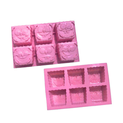 6 Cavity Funny Sponge Character Mold