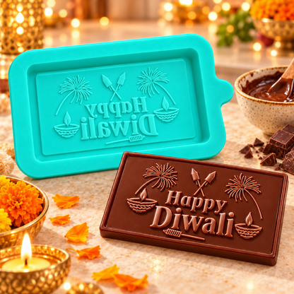 Fireworks Happy Diwali Chocolate Bar Silicone Mold | MLD- CFM501