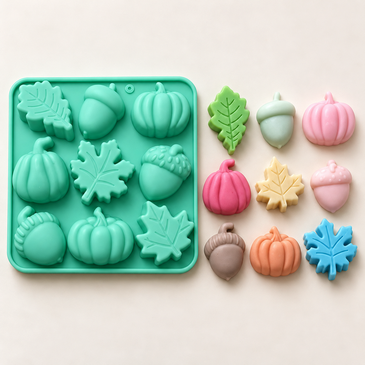 Autumn Pumpkin, Acorn & Maple Leaf Silicone Mold Set | MLD-SSM353