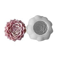 A pink artificial-looking rose-shaped object shown beside a white flower-shaped mold or tray on a plain white background.