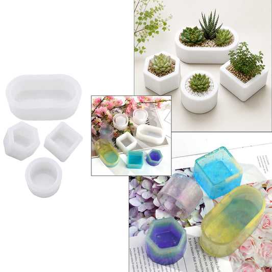 Premium Geometric Silicone Planter Mould Set 