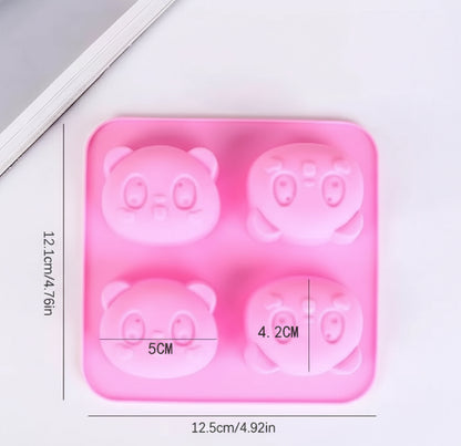 4-Cavity Panda Expression Silicone Mold | SSM275