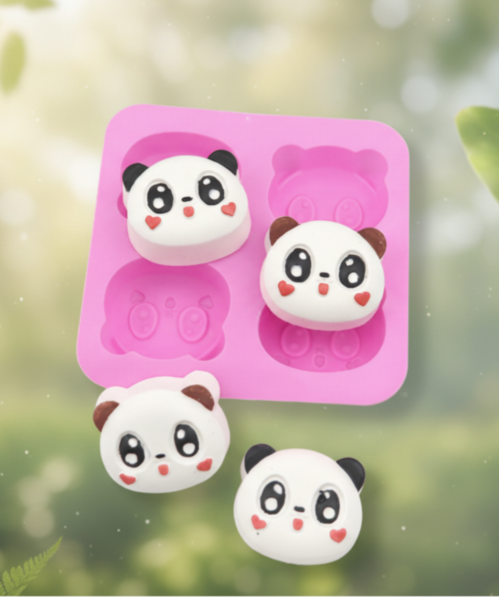 4-Cavity Panda Expression Silicone Mold | SSM275