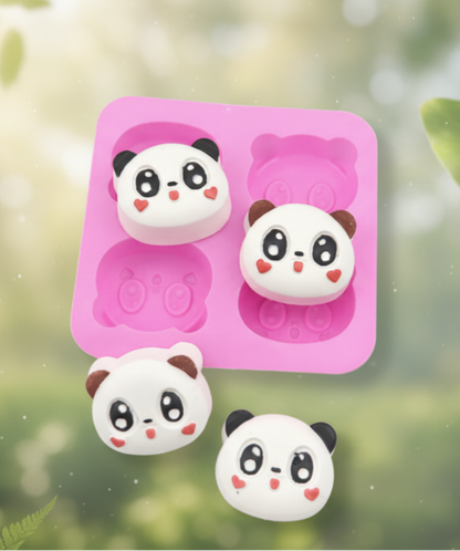 4-Cavity Panda Expression Silicone Mold | SSM275