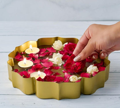 Golden Flat Lotus Urli Bowl | PM420