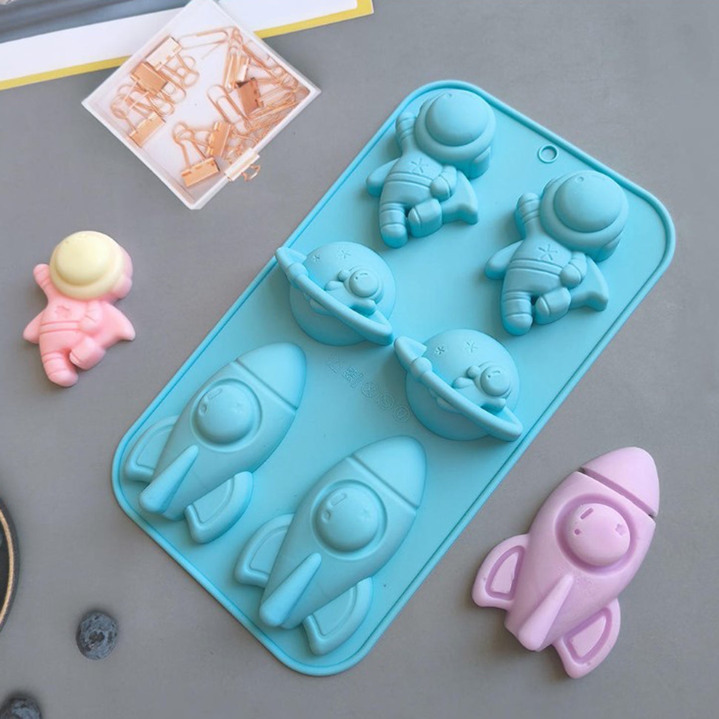 Space Adventure Silicone Mold – Rocket, Astronaut & UFO Shapes | ARM549