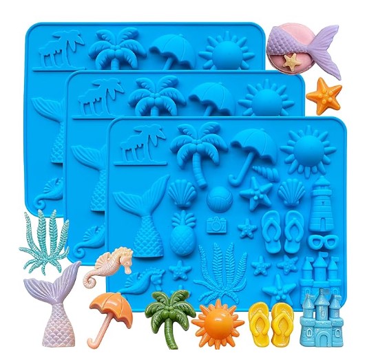 Beach Vacation Theme Silicone Mold | Summer & Ocean Craft Mould | CFM437