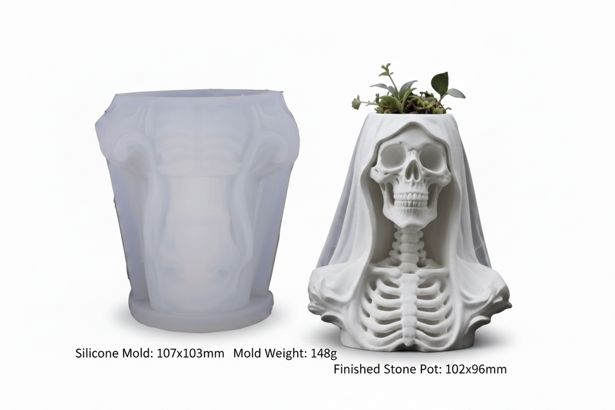Gothic Nun Skeleton Halloween  Planter Mould | ARM573