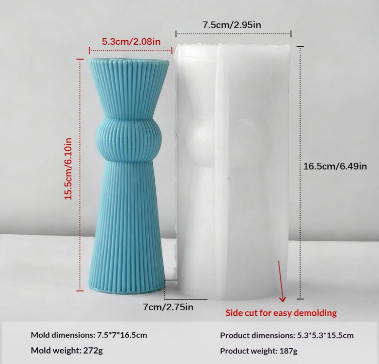 Ribbed Pillar Candle Silicone Mold | WCM875