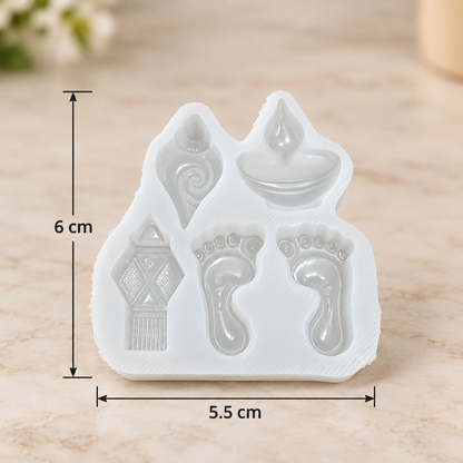 Diwali Special Shankh, Diya, Kandil & Lakshmi Charan Silicone Mold | MLD-CFM505[own]