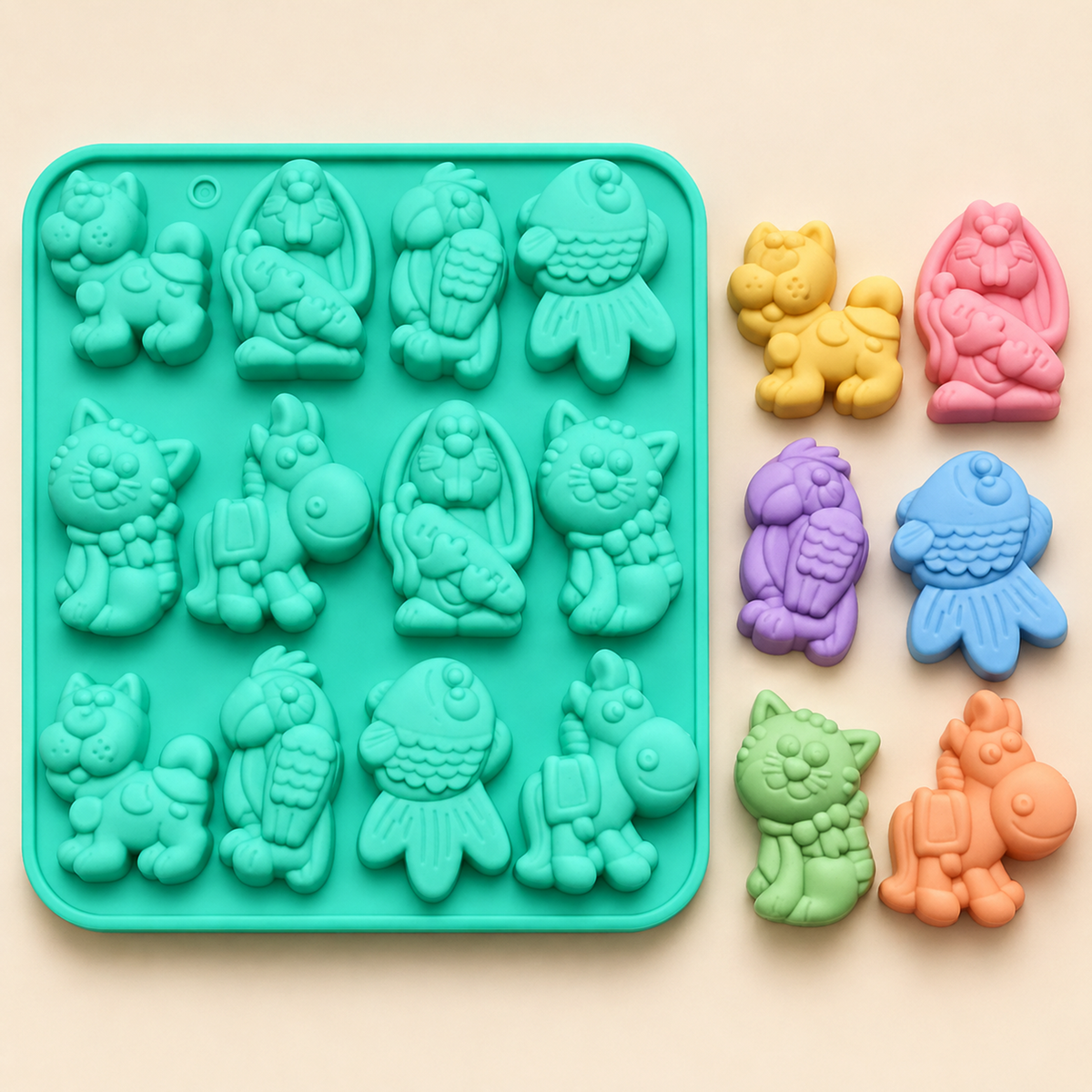 Cute Animal Silicone Mold – 12 Cavity | MLD-SSM352