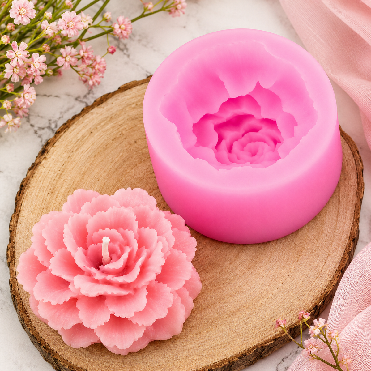3D Rose Soap & Candle Mold WCM008