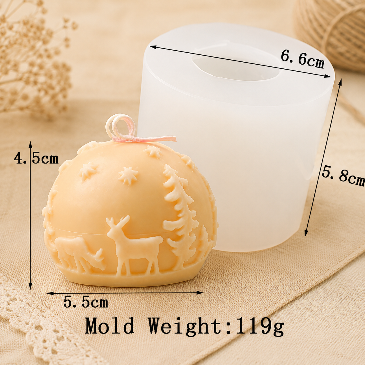 Deer Ball Candle Mold WCM026