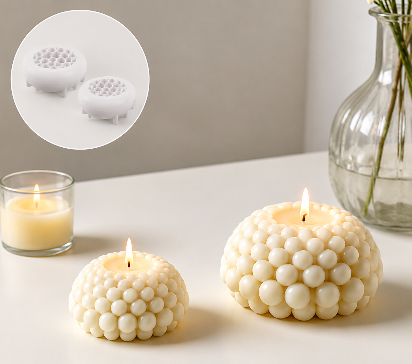 Bubble Flower Candle Silicone Mold