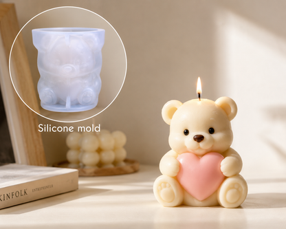 Cute Teddy Bear with Heart Silicone Mold | WCM884