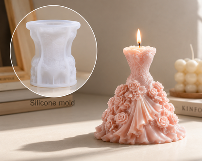 Rose Princess Dress Silicone Mold | WCM885
