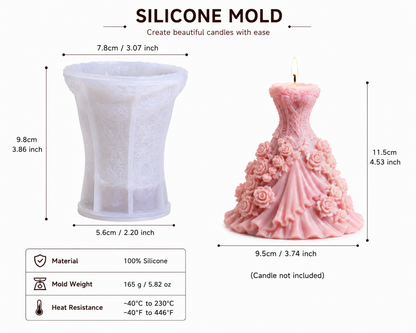 Rose Princess Dress Silicone Mold | WCM885