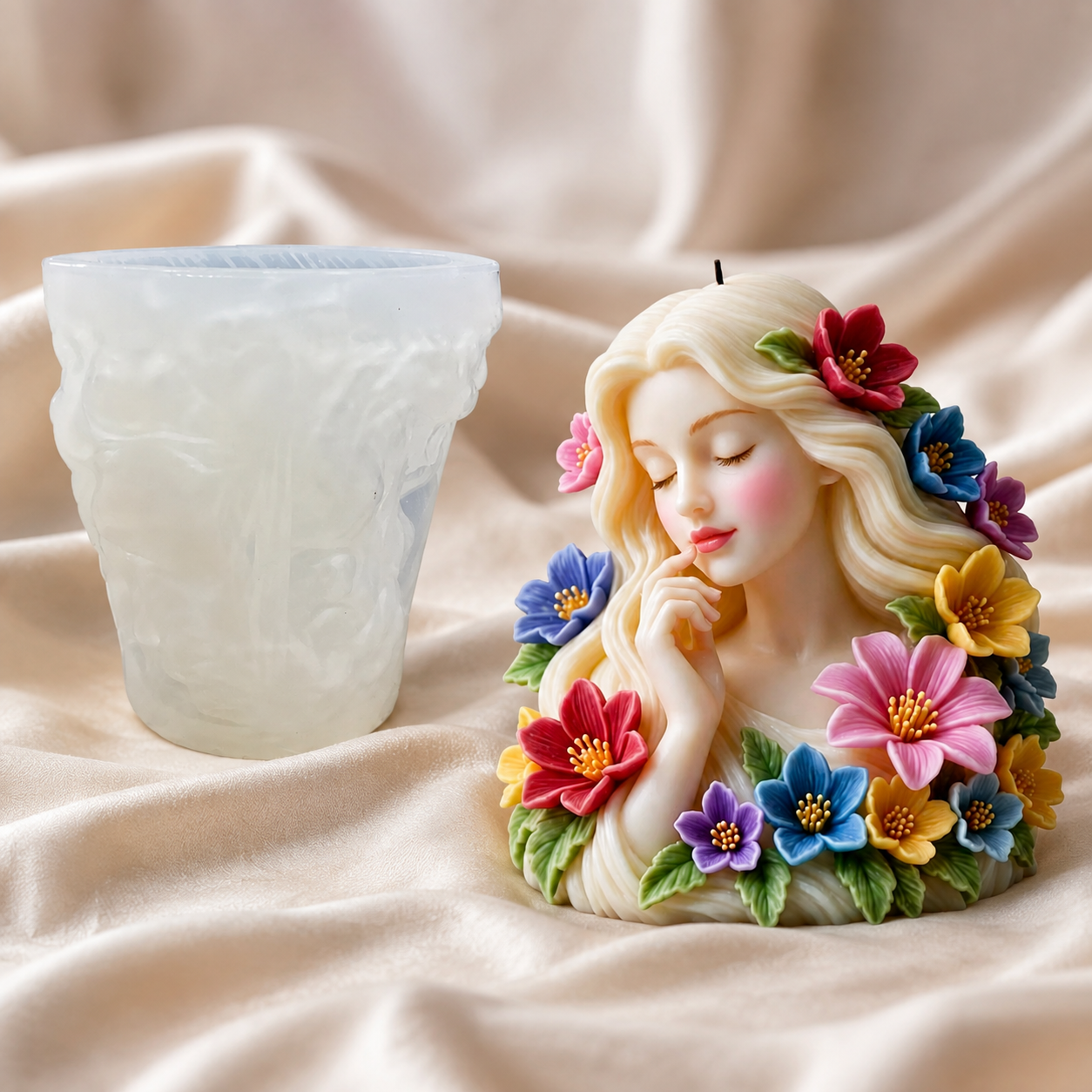 WCM906 Lady floral candle mold