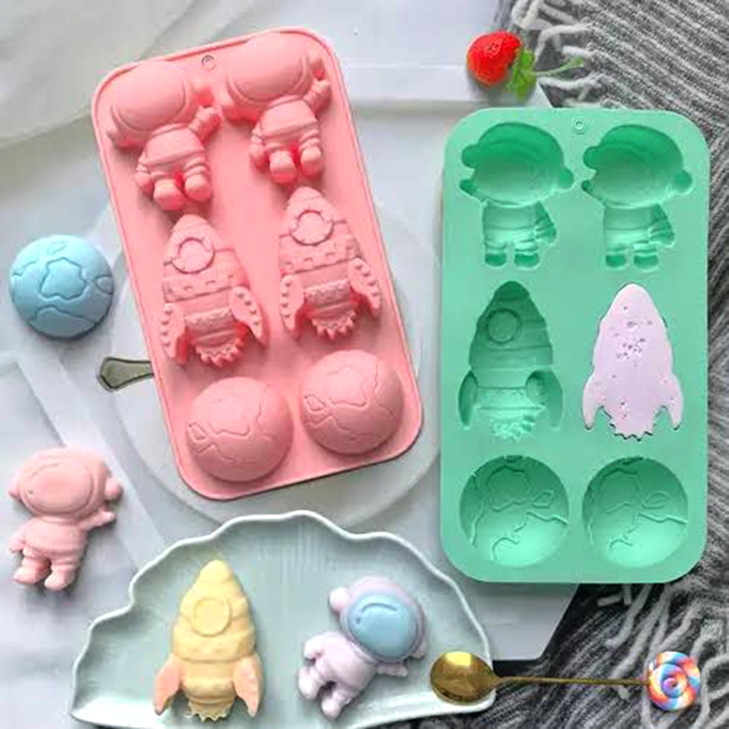 Astronaut & Rocket Shape Silicone Mold for Creative DIY | ARM548