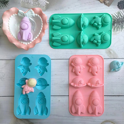 Space Adventure Silicone Mold – Rocket, Astronaut & UFO Shapes | ARM549