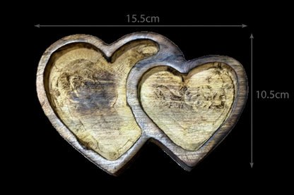 Twin Heart Wooden Candle Holder | WC013