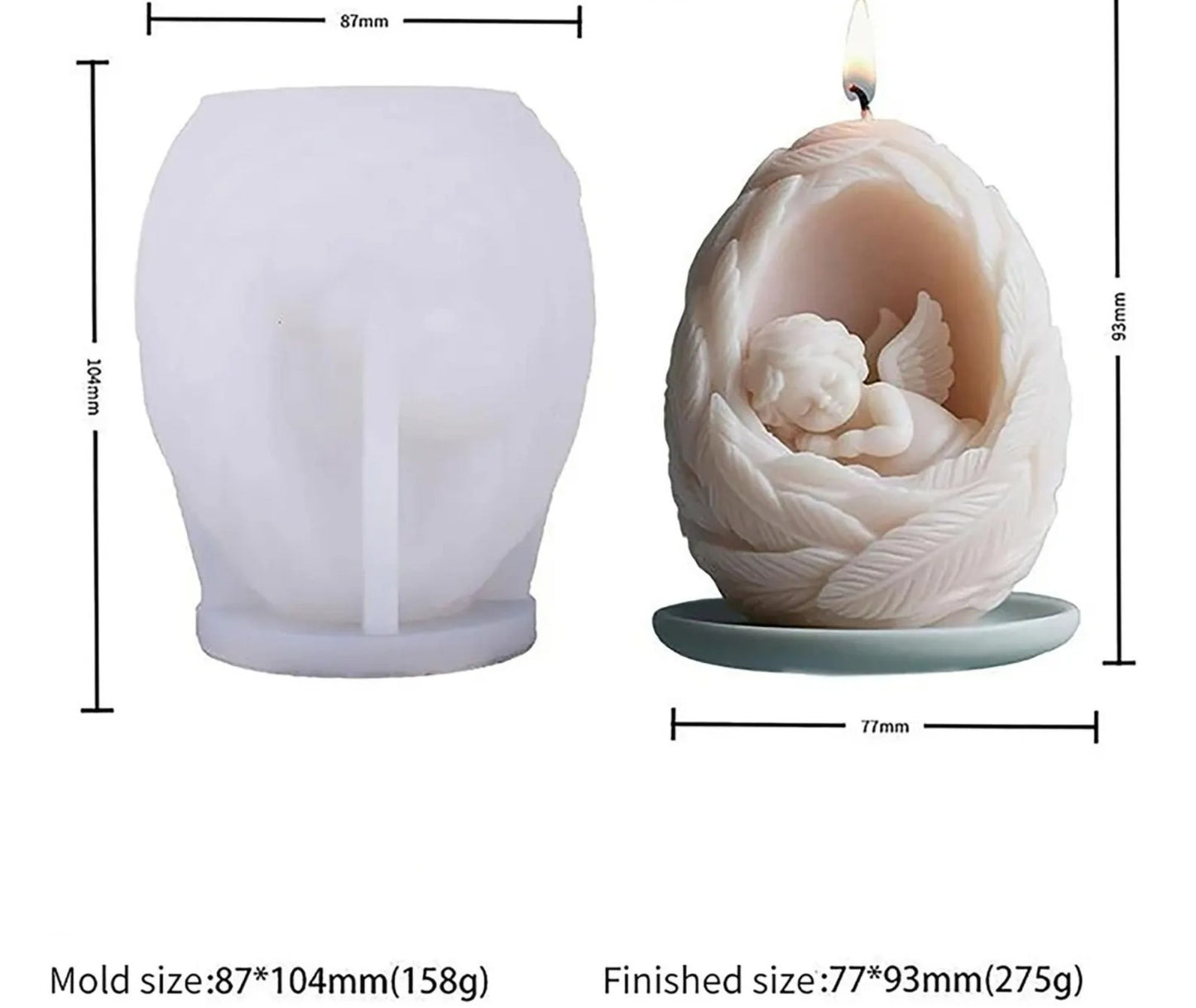 3D Sleeping Angel Teardrop Mold | WCM829