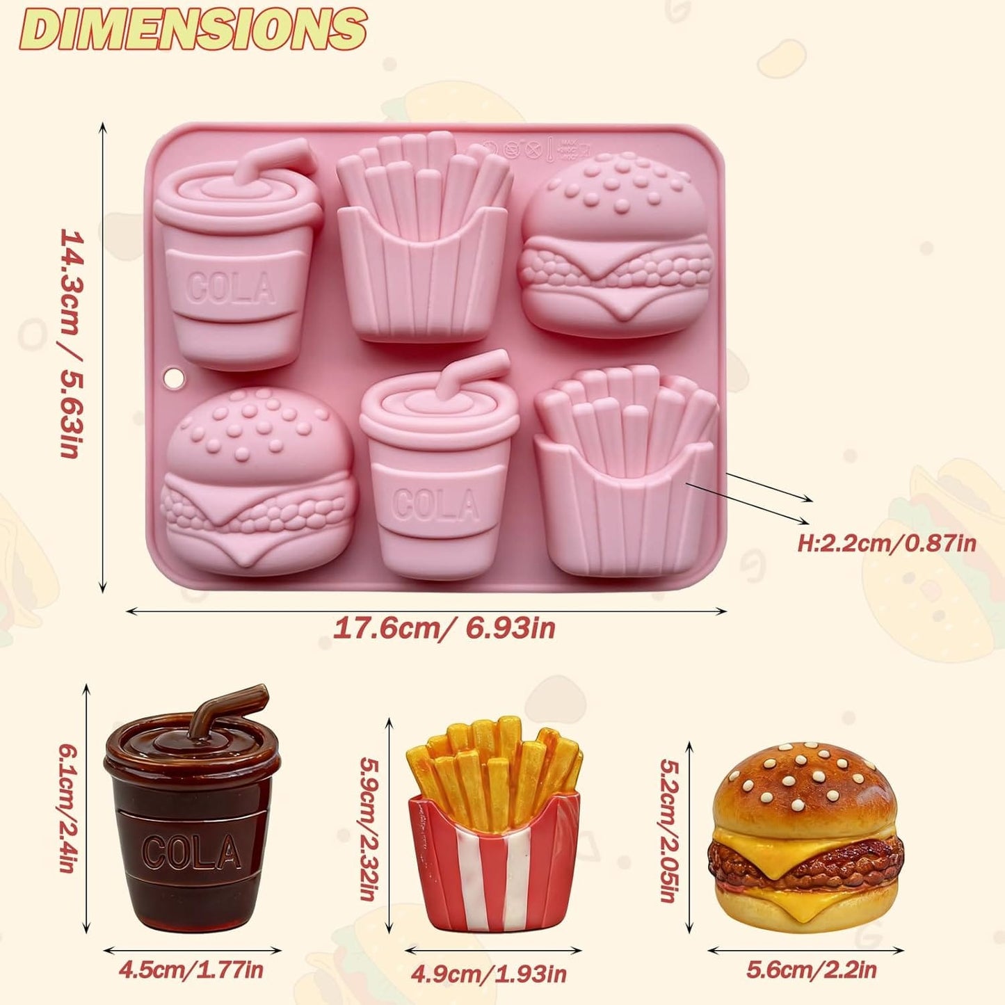 Burger Fries & Cola Silicone Mold | SSM304