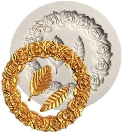Rose Frame & Leaf Silicone Mold | CFM446