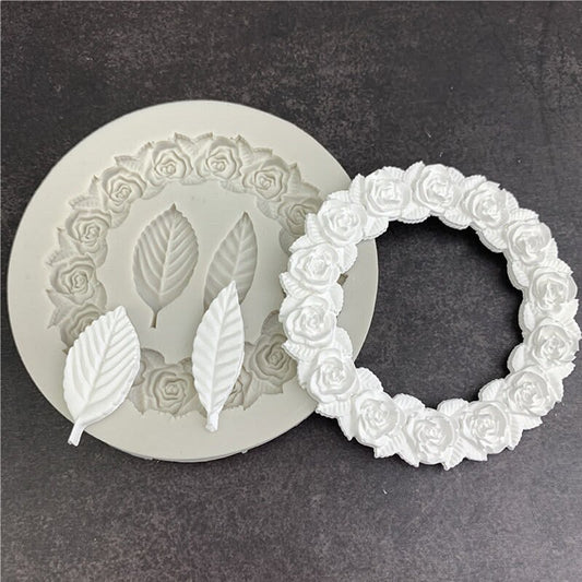 Rose Frame & Leaf Silicone Mold | CFM446