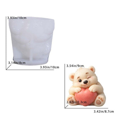 Cute Teddy Bear with Heart Silicone Mold | WCM884