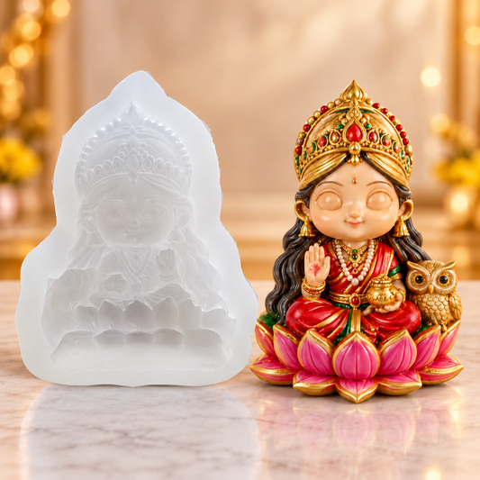 Goddess Lakshmi on Lotus Silicone Mold | MLD-ARM598[own]