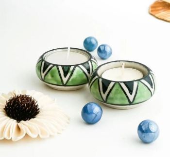 Ceramic Candle holder mini bowl,Random color + pattern Pack of 12 pcs, ART044