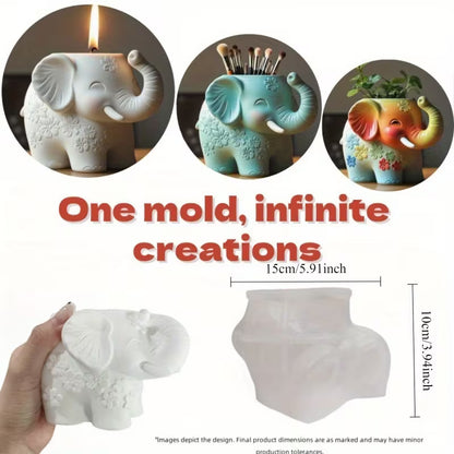 ARM584 Cute Elephant Flower Vase Planter Mold
