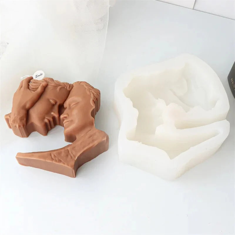 Couple Love Face Silicone Mould WCM805 for romantic candle making, soap crafting and resin art