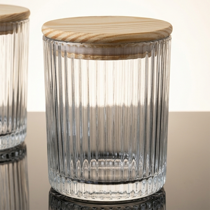 Crinkle flat bottom jar 220ml set of 6 PM414 for candle making