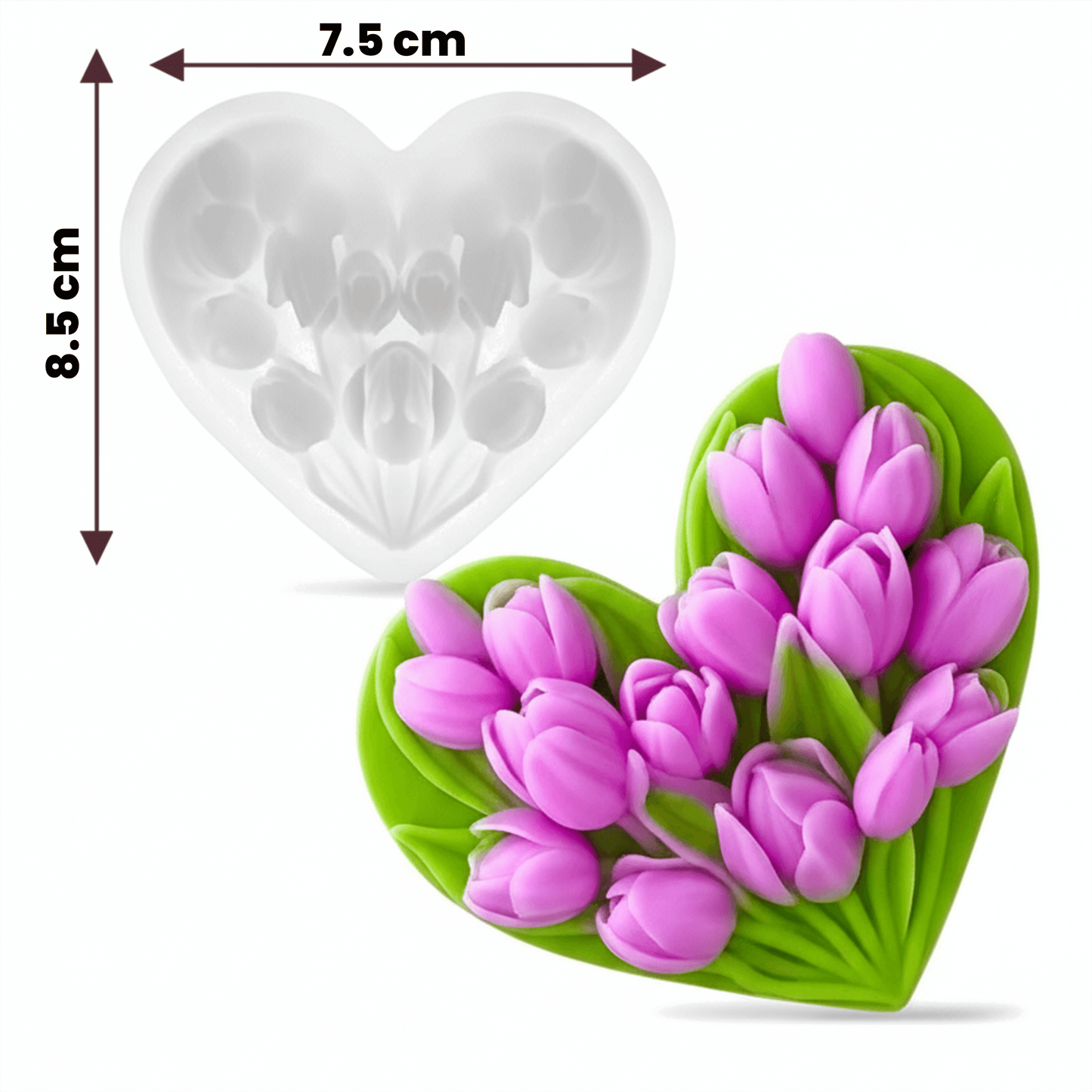 Heart shape tulip fondant flower mould WCM811 for baking and crafts
